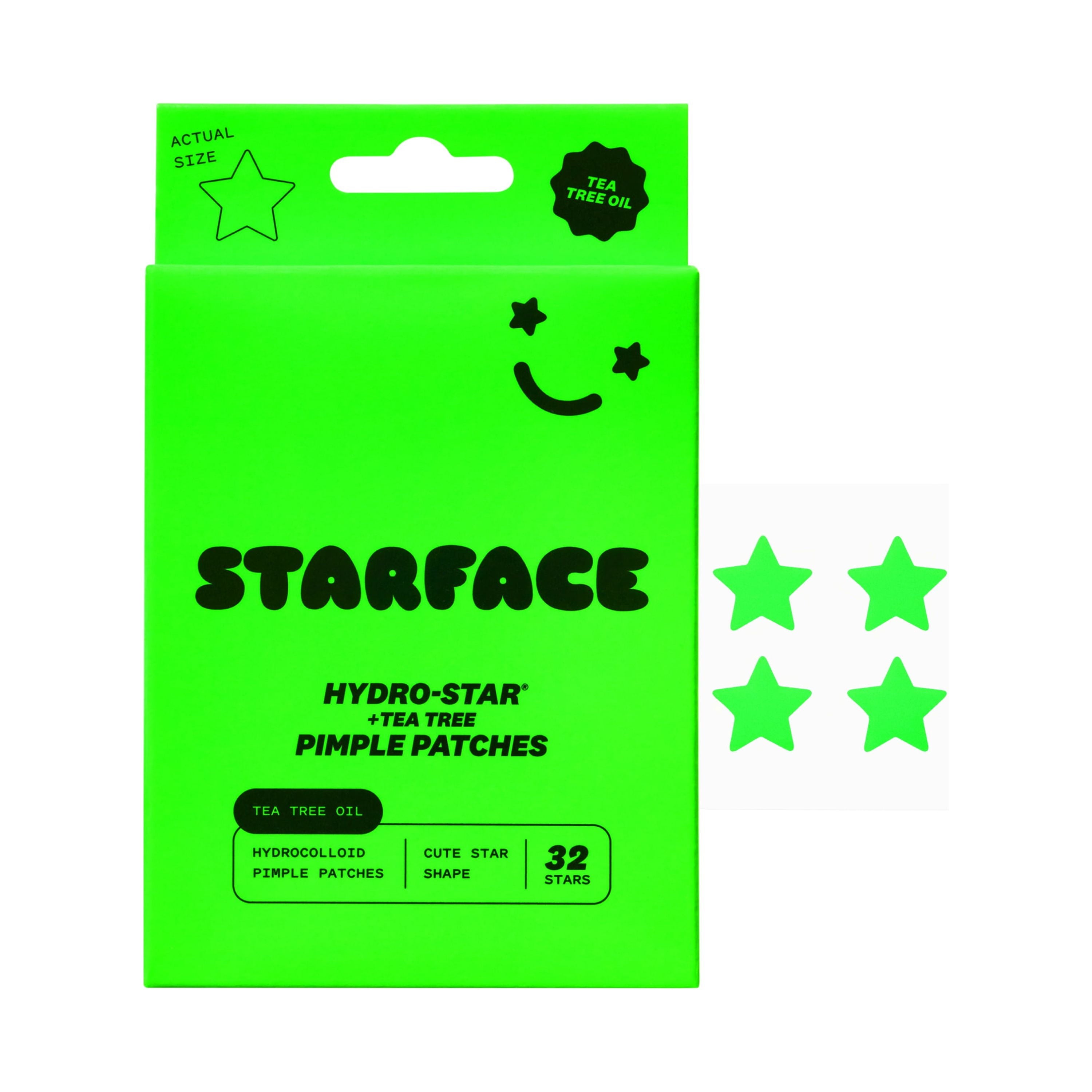 Starface Hydro-Star + Tea Tree - Hydrocolloid Pimple Patches with Plant-Based Tea Tree Oil - 32 count - Ultalish