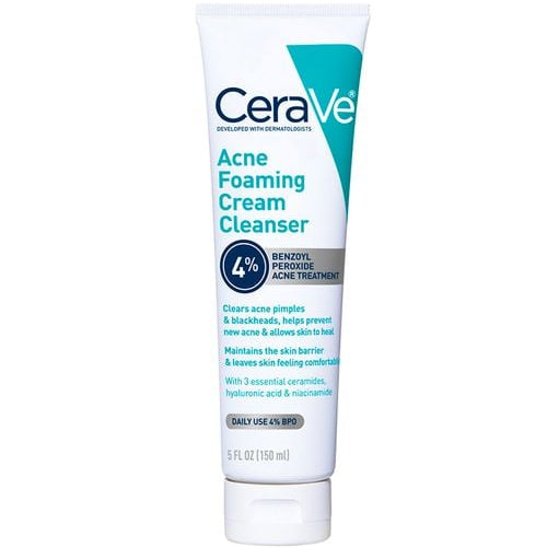 CeraVe Acne Foaming Cream Cleanser Benzoyl Peroxide 4% Face Wash - Ultalish