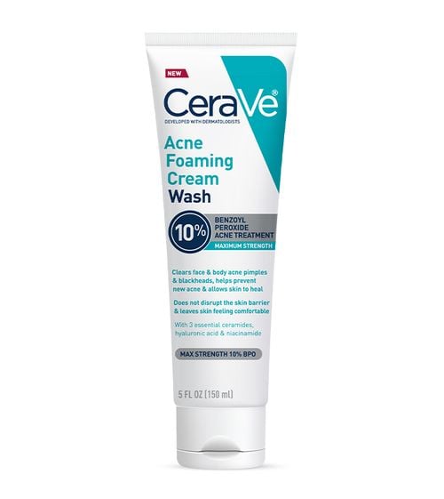 CeraVe Acne Foaming Cream Cleanser Benzoyl Peroxide 10% Face Wash - Ultalish