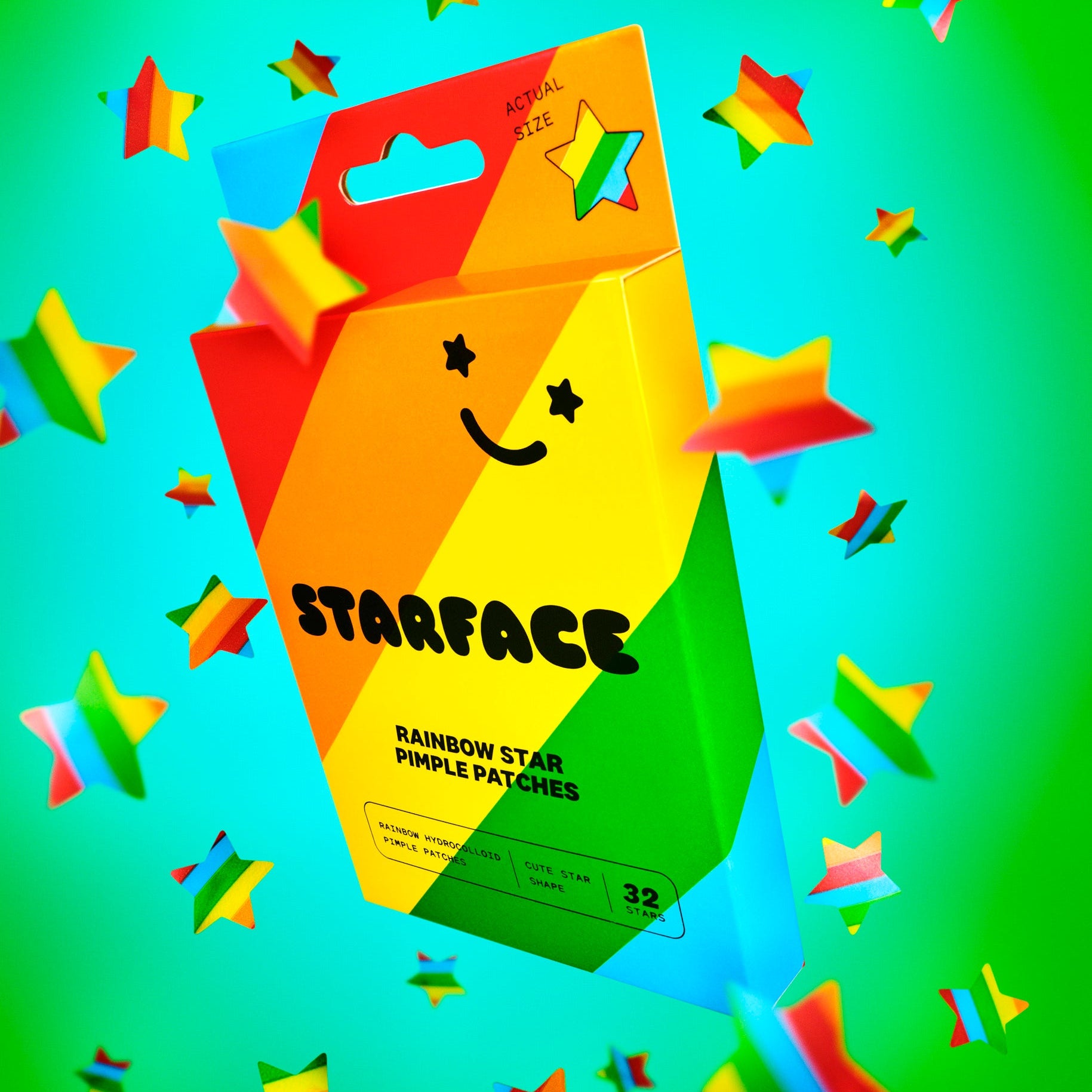 Starface Rainbow Stars - Hydrocolloid Pimple Patches - Cute Star Shape, Vegan and Cruelty-Free Skincare - 32 Count - Ultalish