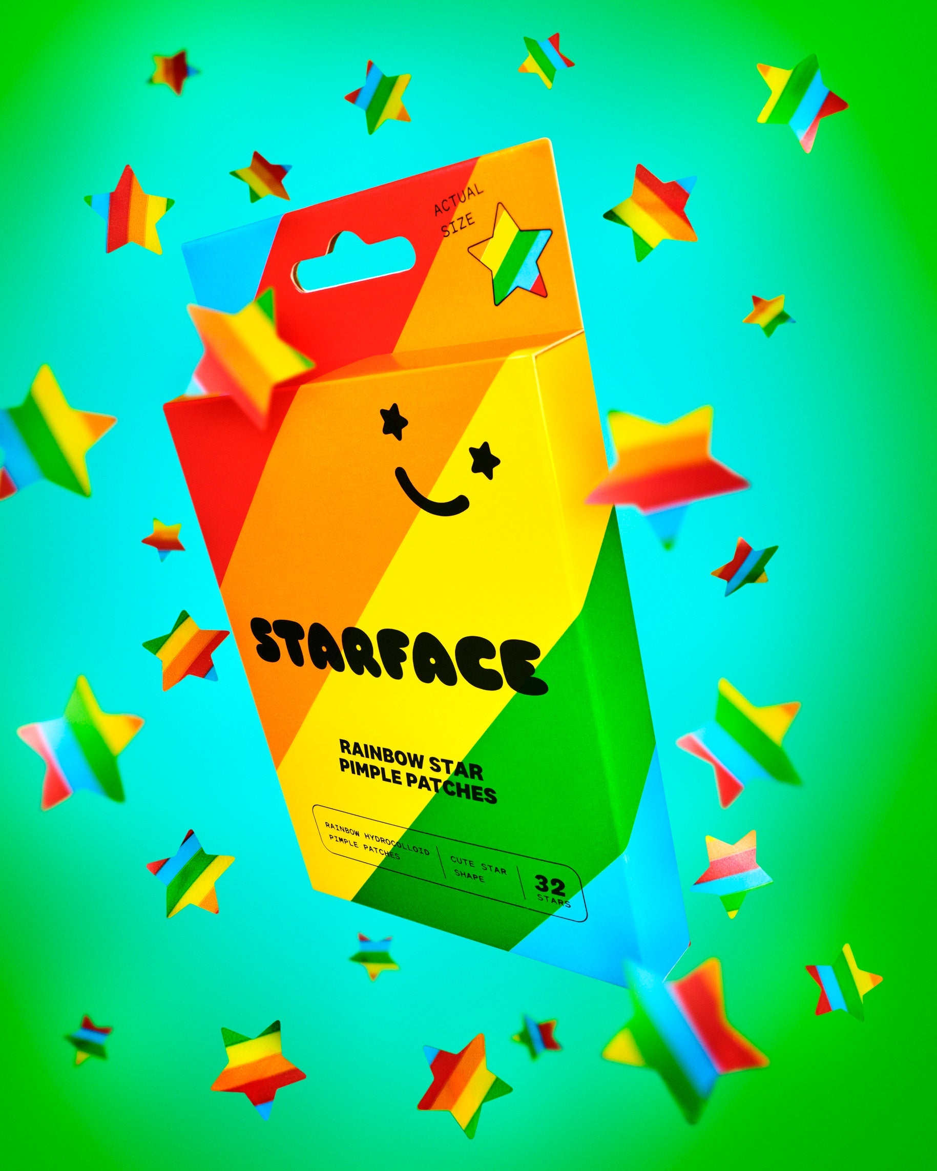 Starface Rainbow Stars - Hydrocolloid Pimple Patches - Cute Star Shape, Vegan and Cruelty-Free Skincare - 32 Count - Ultalish